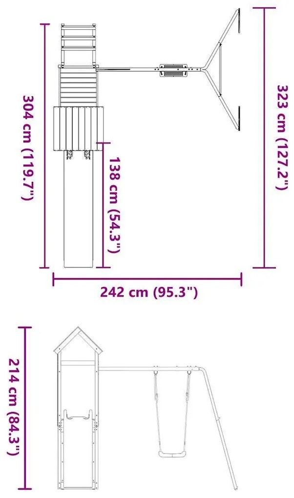 Vonkajšia súprava na hranie masívna borovica