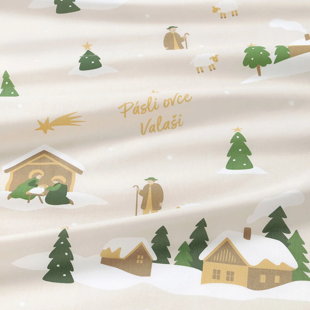 Goldea vianočný behúň na stôl 100% bavlnené plátno - pásli ovce valaši 35x120 cm