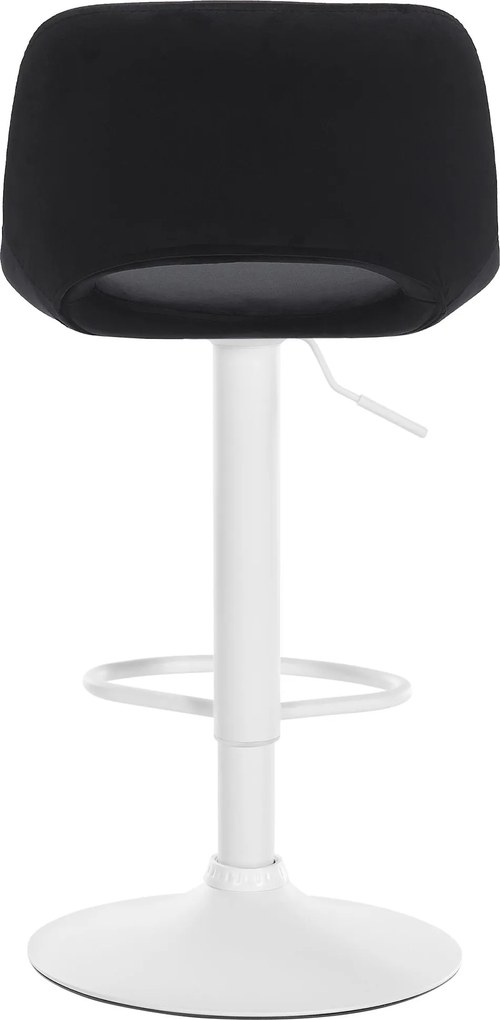 Barová stolička Camden - zamat, biely rám - Čierna