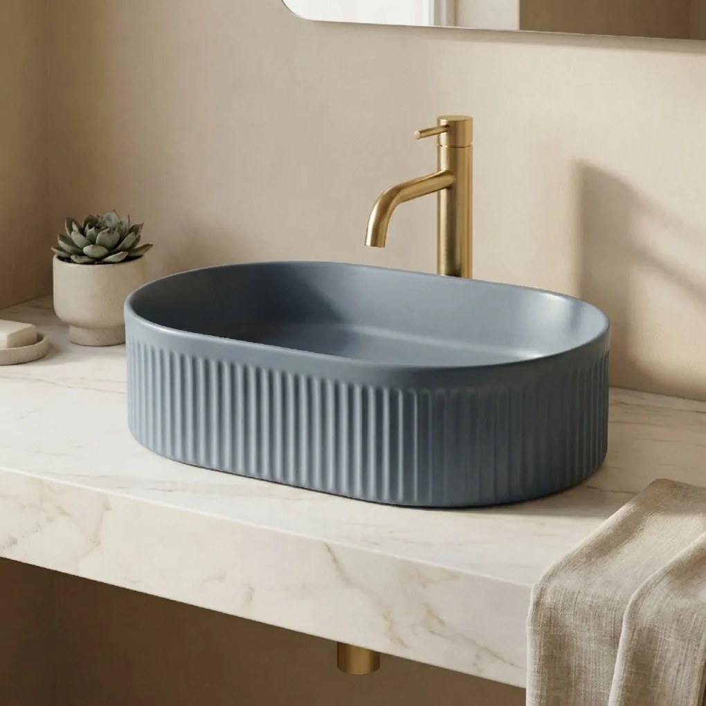 Rea Vanda Blueberry, umývadlo na dosku 490x310x130 mm, modrá matná, REA-U3535