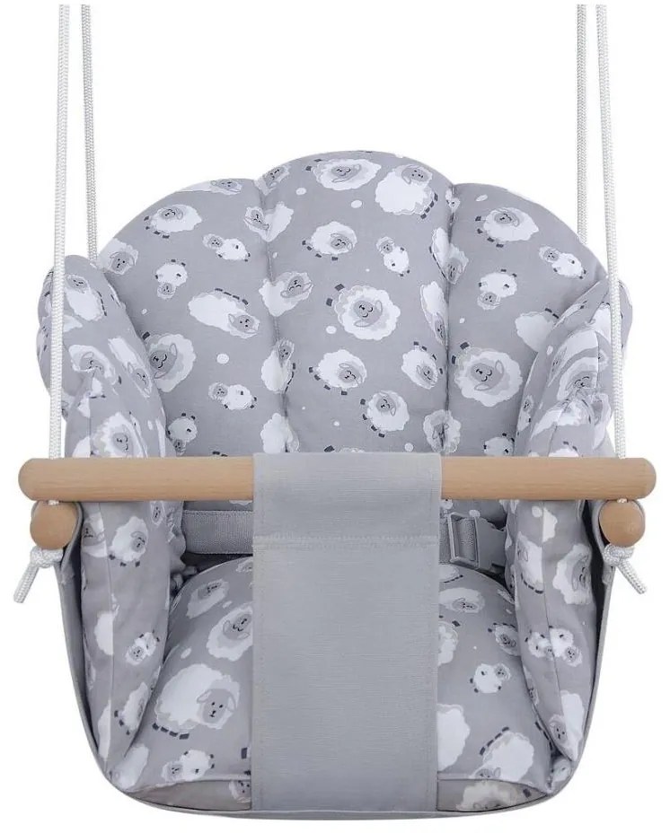 2Kids Toys - Detská textilná hojdačka šedá/buk