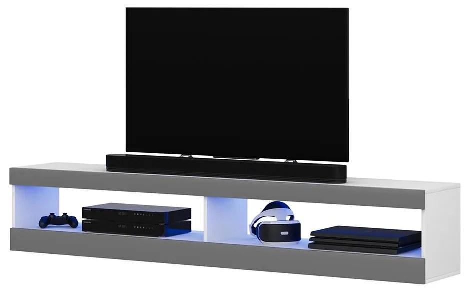 TV skrinka/stolík Violett 140 (s osvetlením) (biela + sivá). Akcia -15%. Vlastná spoľahlivá doprava až k Vám domov. 1098642