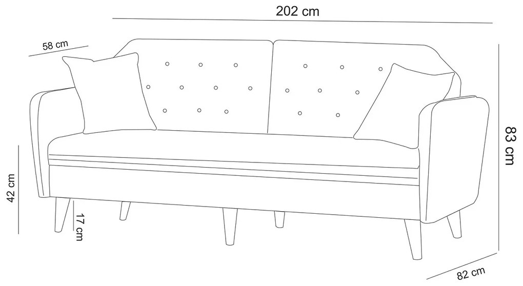Dizajnová rozkladacia sedačka Kaloni 202 cm zelená