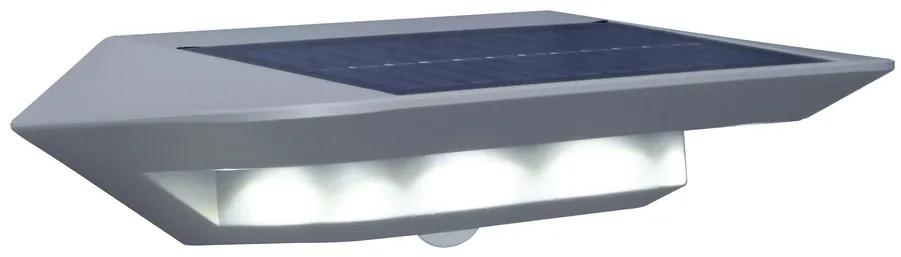 LUTEC Vonkajšie LED solárne nástenné svietidlo so senzorom GHOST, 2,4 W, denné biele svetlo, IP44, striebo