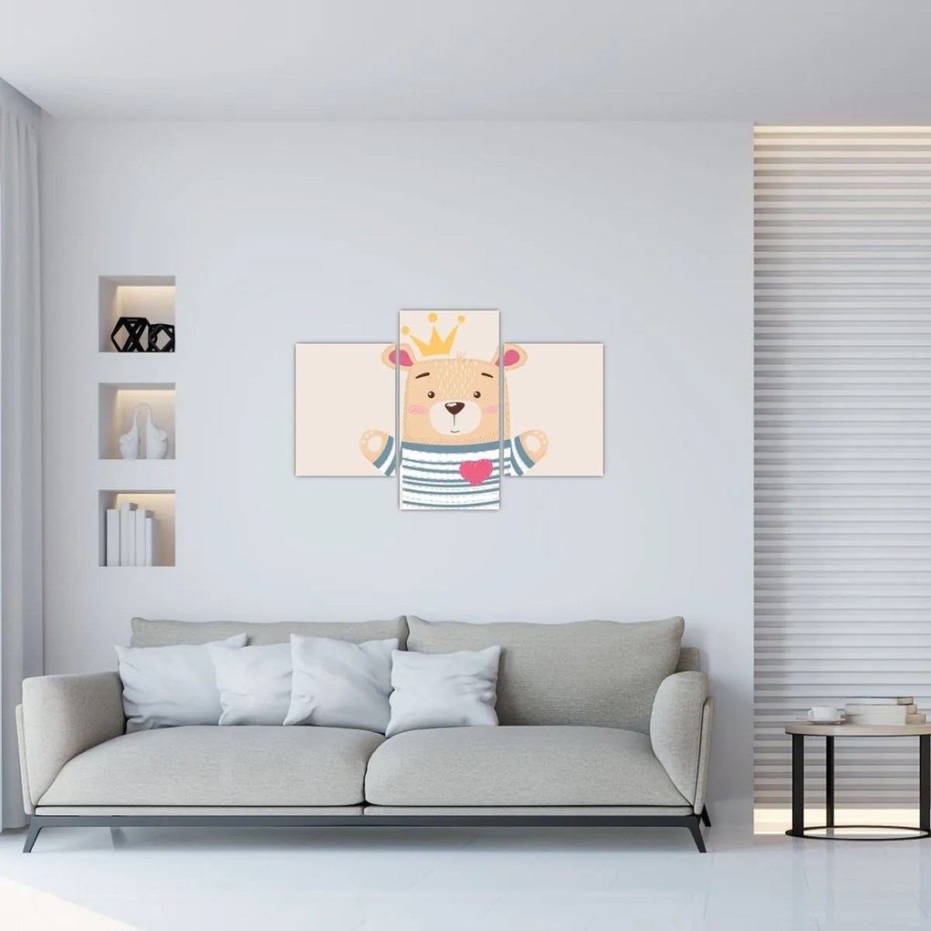 Obraz - Medvedík s korunkou (90x60 cm)