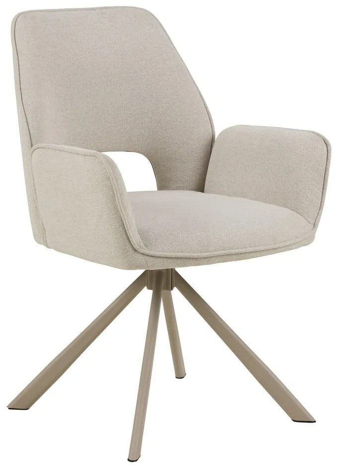 Béžové čalúnené jedálenské kreslo s podrúčkami Graham – Actona