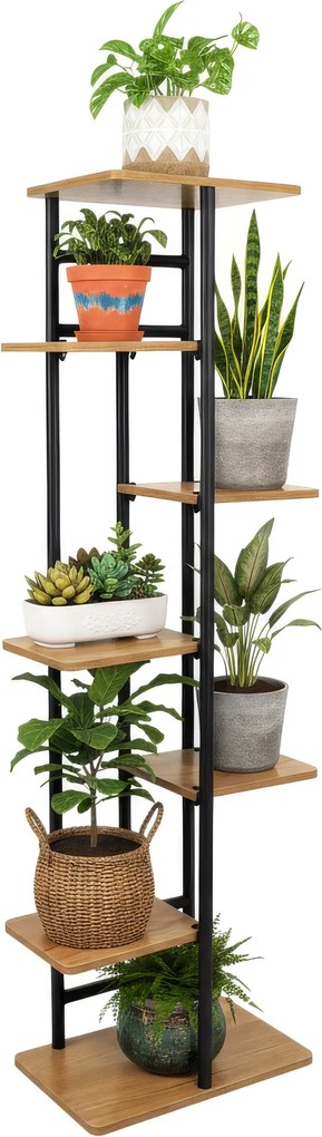 Stojan na květiny BASTIAN grafitový/dub craft