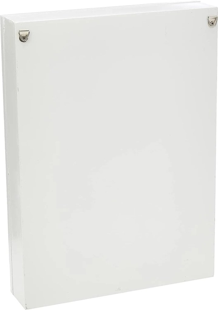 Zeller Present Skrinka na kľúče, vešiak na kľúče s tabuľou, drevená, biela BLACKBOARD