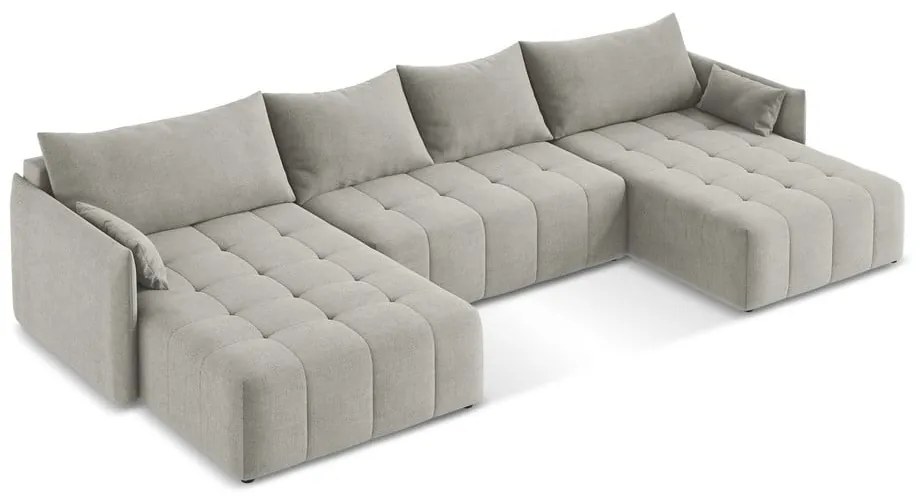 Svetlosivá rozkladacia/s úložným priestorom rohová pohovka (do tvaru "U") Moku – Makamii