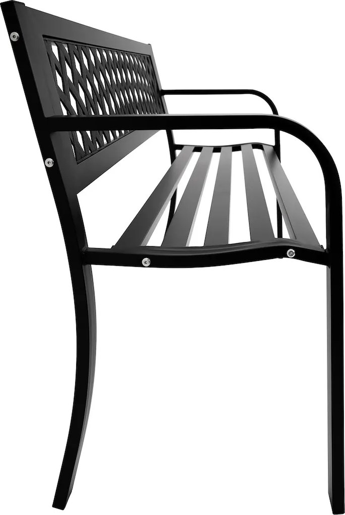 JU Oceľová lavička s plastovým operadlom 115 x 50 x 75 cm