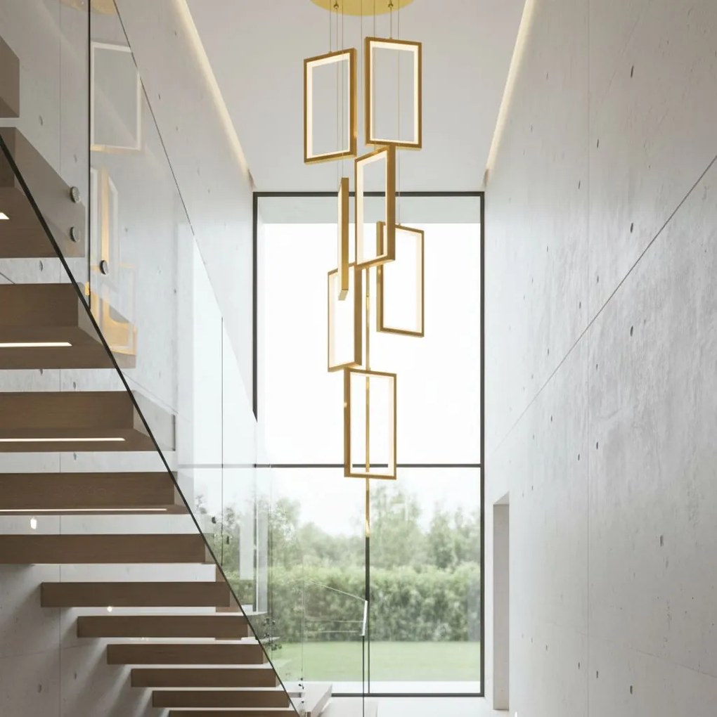 Toolight Toolight, LED závesné svietidlo 42W, 3000K, 3500lm, LHJ090-7CP, zlatá, OSW-50065