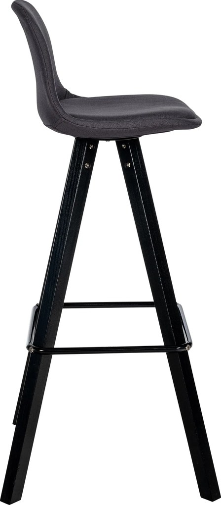 Barová stolička Corbin Square - látka, čierny rám - tmavošedá