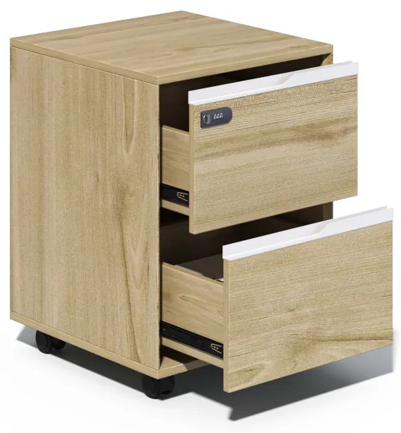 Pojazdná kancelárska kontajnerová skriňa Houseland Profit Lex 01 dub prírodný/biely