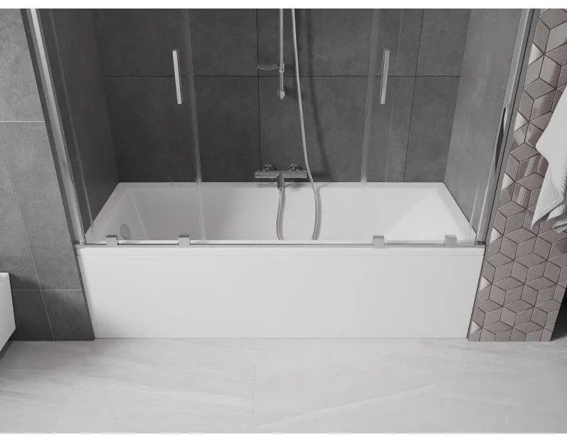 Mexen Velar Duo, 2-krídlová posuvná vaňová zástena 180 x 150 cm, 8mm číre sklo, chrómový profil, 896-180-000-02-01