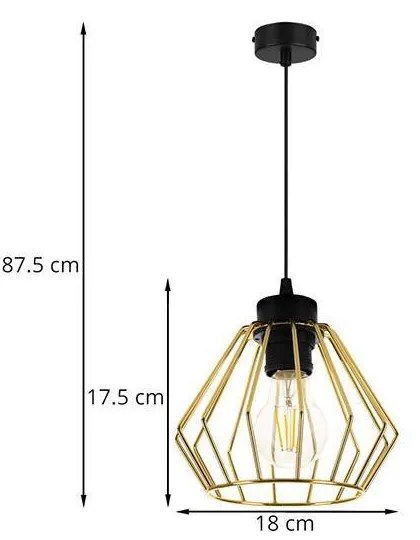 Závesné svietidlo Nuvola 1, 1x zlaté drôtené tienidlo