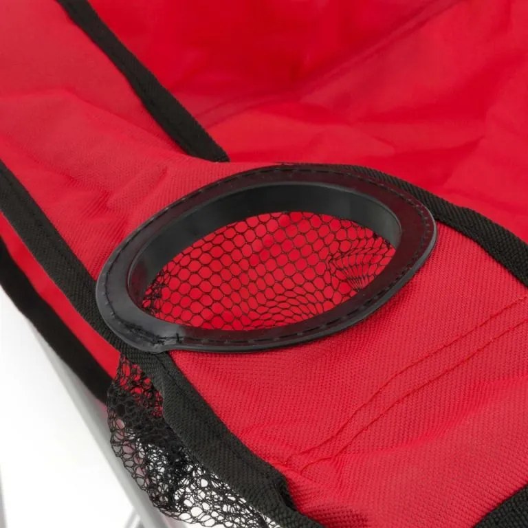 Divero 68318 Skladacia kempingová stolička s držiakom nápojov, červená