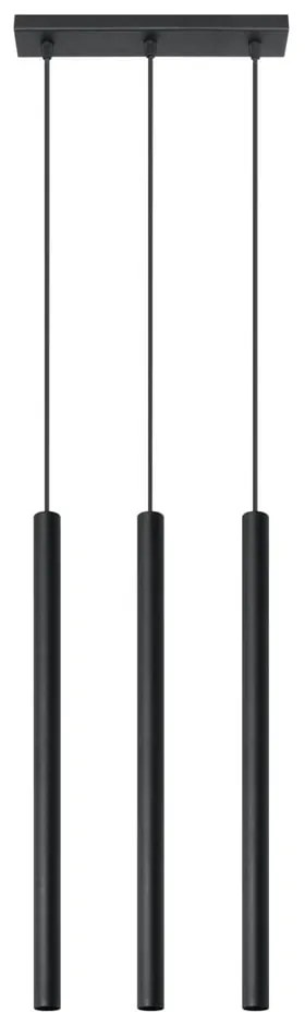 Čierne závesné svietidlo Sollux Fideus, dĺžka 30 cm