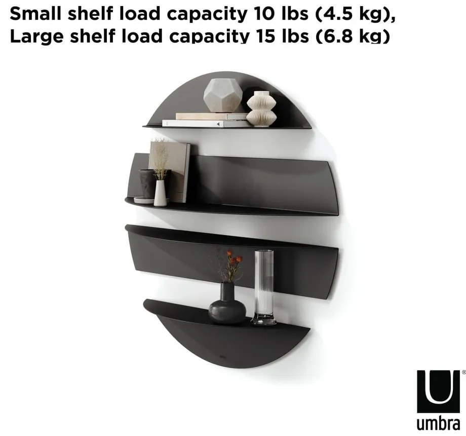 Čierne kovové police v súprave 4 ks 76 cm Solis – Umbra
