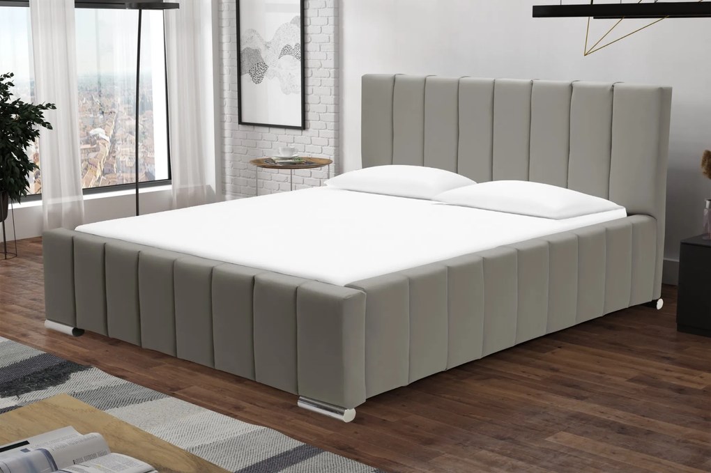 Čalúnená posteľ s úložným priestorom SWEET Svetlo hnedá 180 x 200 cm