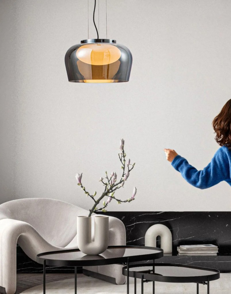 Sklenená lampa dymové tienidlo Insieme 38