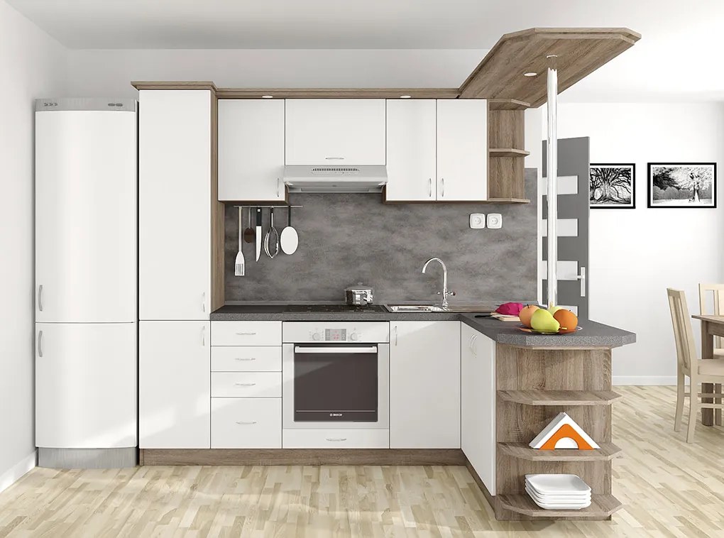 Nabytekmorava Kuchyna s ostrovčekom Bára C farba kuchyne: dub sonoma světlá, pracovná doska: s pracovnou doskou