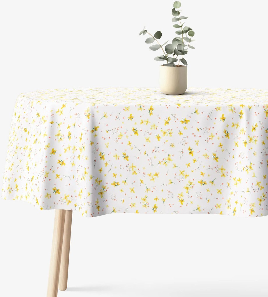 Goldea oválny obrus valencia - kvety narcisov 120 x 200 cm