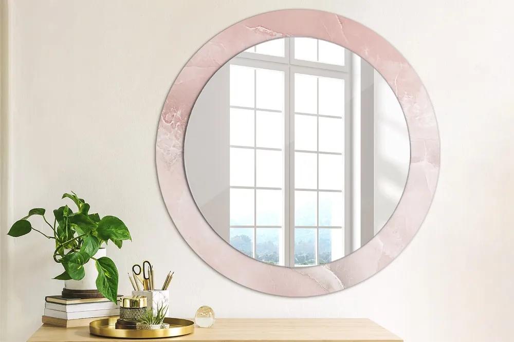 Okrúhle ozdobné zrkadlo na stenu Ružový kameň fi 70 cm