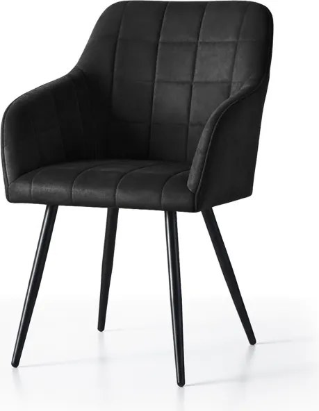 Sada štyroch jedálenských stoličiek LUXANO zamatové, čierne / čierne nohy (4 ks)