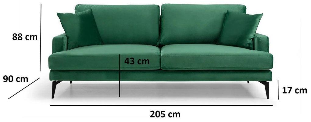 Pohovka trojsedačka Papirolla (zelená + čierna). Akcia -18%. Vlastná spoľahlivá doprava až k Vám domov. 1106699