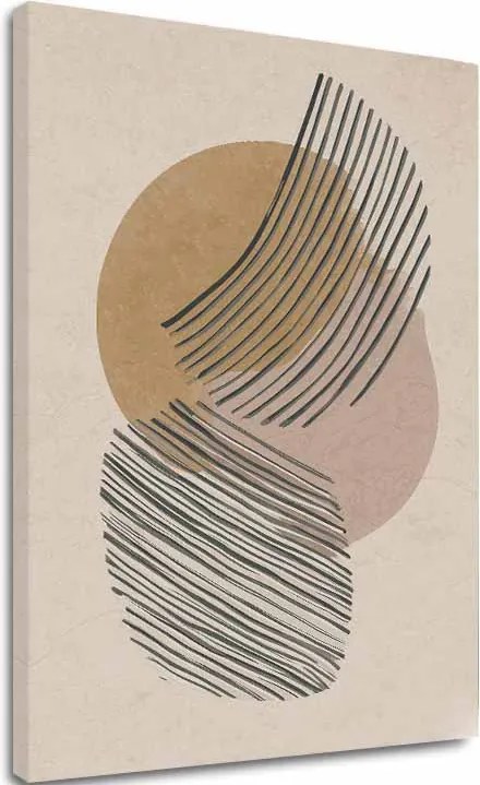 Obraz na plátne Abstraktné Kruhy - Béžovo-zlatý Dizajn