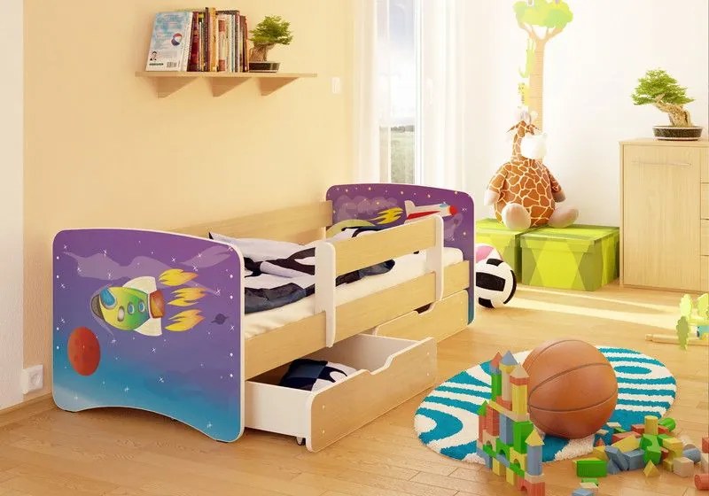 MAXMAX Detská posteľ RAKETA funny 160x90cm - bez šuplíku 160x90 pre chlapca NIE