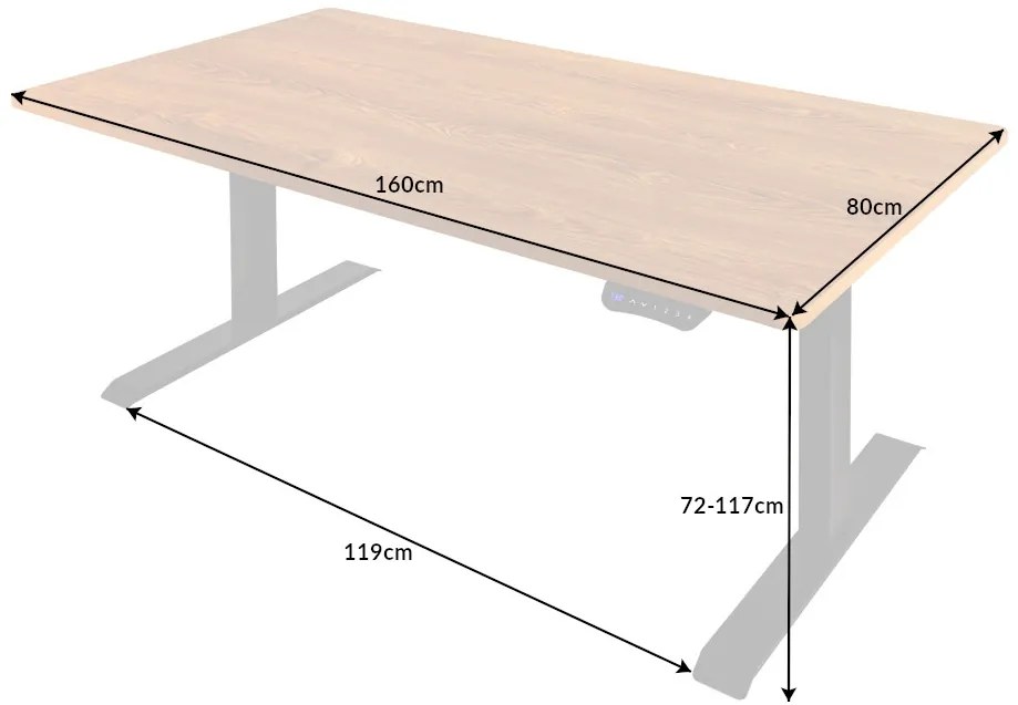 Výškovo nastaviteľný písací stôl Dubový stôl 160cm
