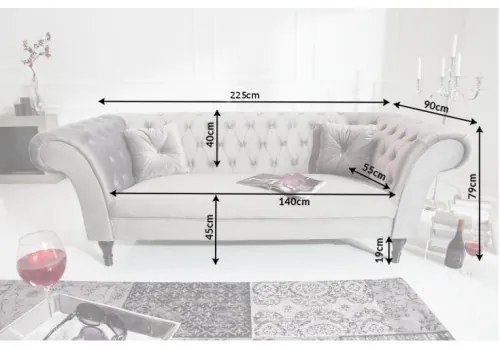 Sedacia súprava 40148 225cm Paris - Zamat striebornošedá  - Komfort-nábytok