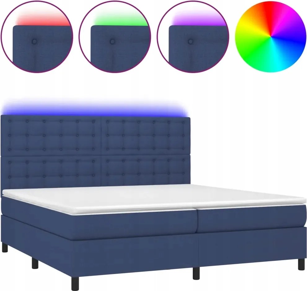 vidaXL Kontinentálna posteľ s matracom, modrá, 200 x 200 cm, látka