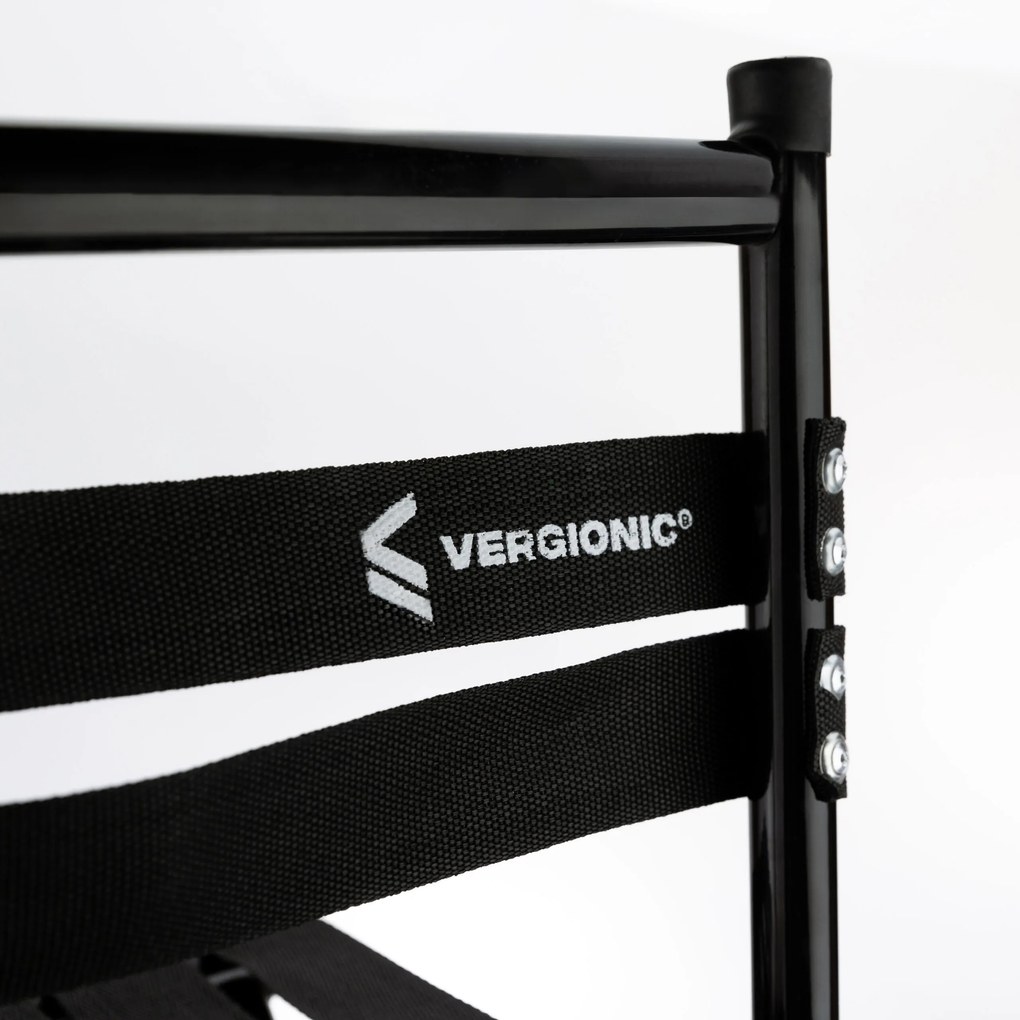 Vergionic 7816 Skladacia turistická stolička s operadlom, nosnosť 100 kg, čierna