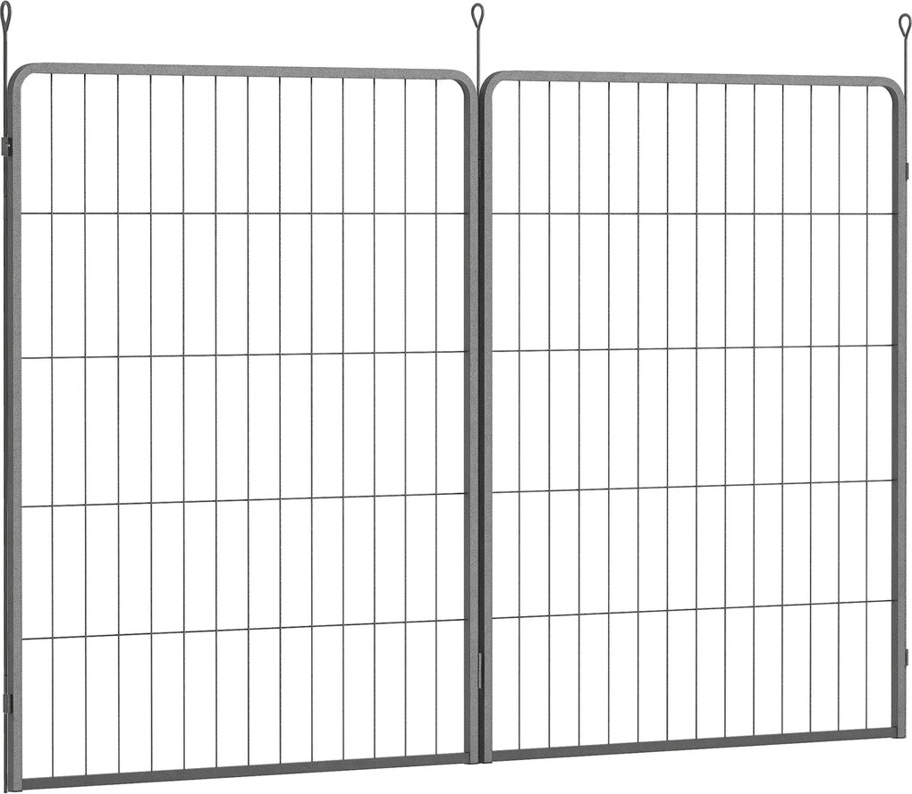 PawHut 2-dielna sada rozšírenia 2 panelov oplotenia pre psov na vonkajšie ohrady, 80 x 100 cm oceľový pen pre šteňatá pre psov malého až veľkého vzras