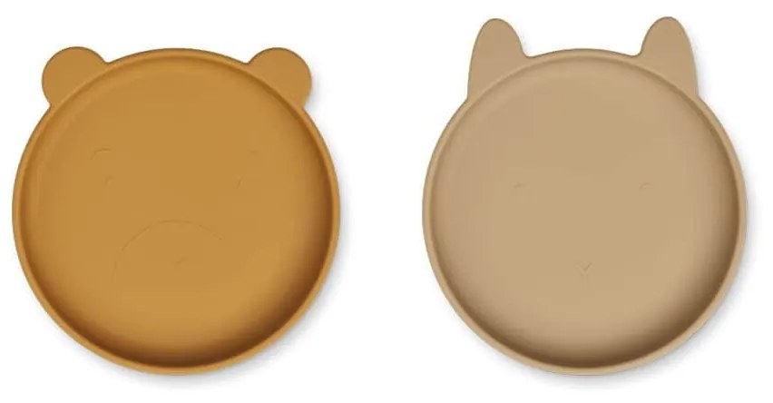LIEWOOD Silikónový tanierik Olivia Golden Caramel Oat 17 cm – set 2 ks