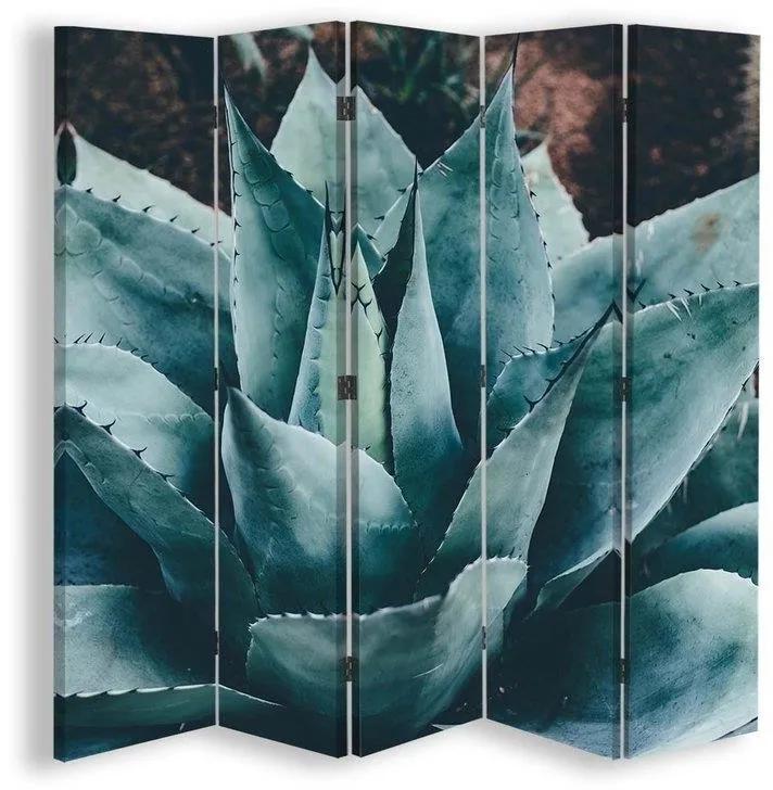 Ozdobný paraván Kaktusové sukulentní květiny - 180x170 cm, päťdielny, klasický paraván