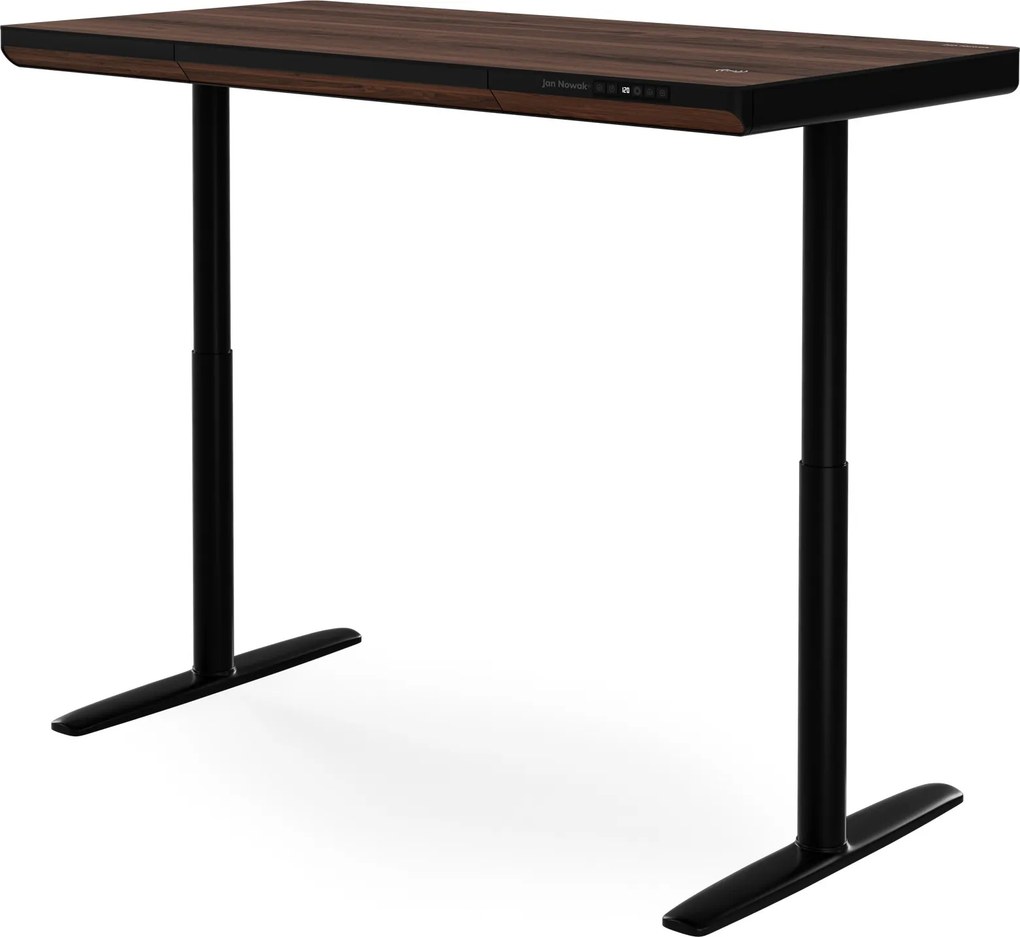 Elektrický písací stôl sit-stand so zásuvkou a bezdrôtovou nabíjačkou Qi čierny/orech, 1400 mm: ELLIS