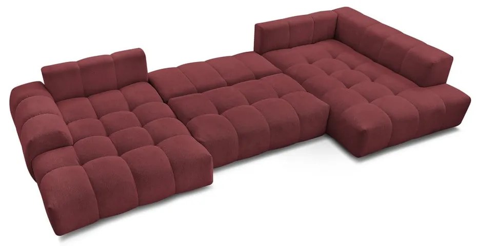 Vínovočervená ženilková rozkladacia/s úložným priestorom rohová pohovka (pravý roh/do tvaru "U") Everest – Bobochic Paris