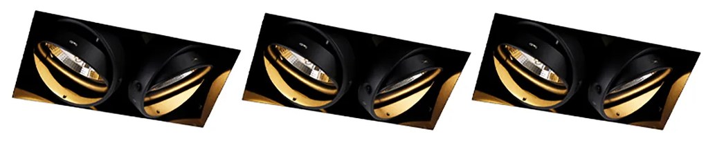 Sada 3 vstavaných bodových svetiel čiernych GU10 AR111 bez rámu 2-svetlo - Oneon