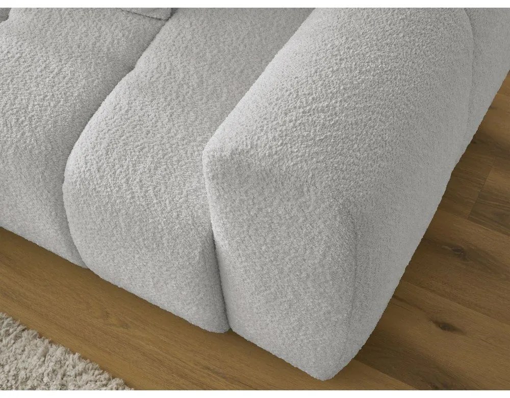 Svetlosivá rozkladacia/s úložným priestorom rohová pohovka z textílie buklé (ľavý roh/s leňoškou) Roxelane – Bobochic Paris