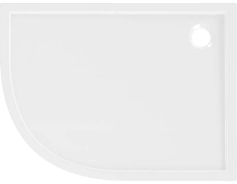 Mexen Flow, asymetrická štvrťkruhová sprchová vanička slim, pravá 100 x 80 cm, biela lesklá, 46Q108010R