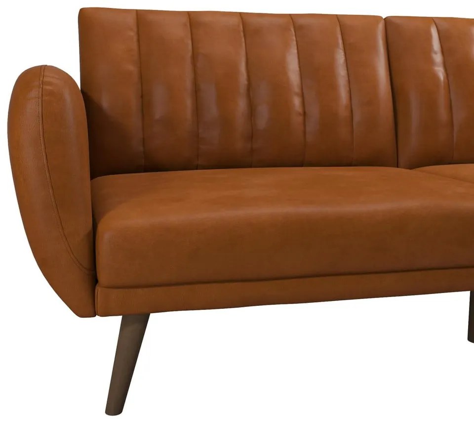 Oranžová rozkladacia pohovka z imitácie kože 207 cm Brittany - Novogratz