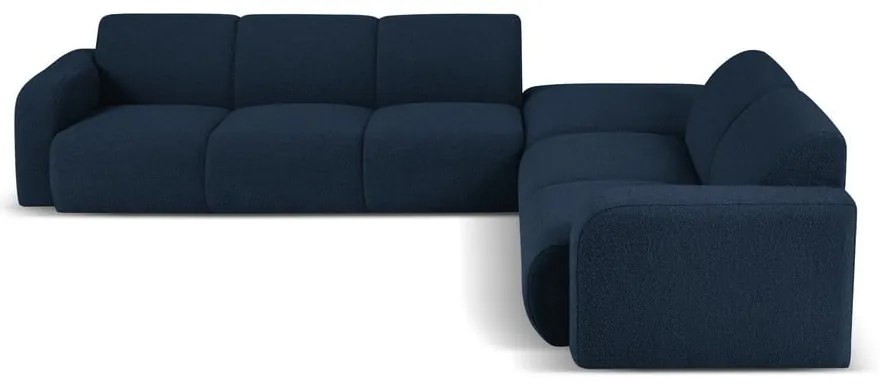 Tmavomodrá rohová pohovka z textílie bouclé (pravý roh) Molino – Micadoni Home