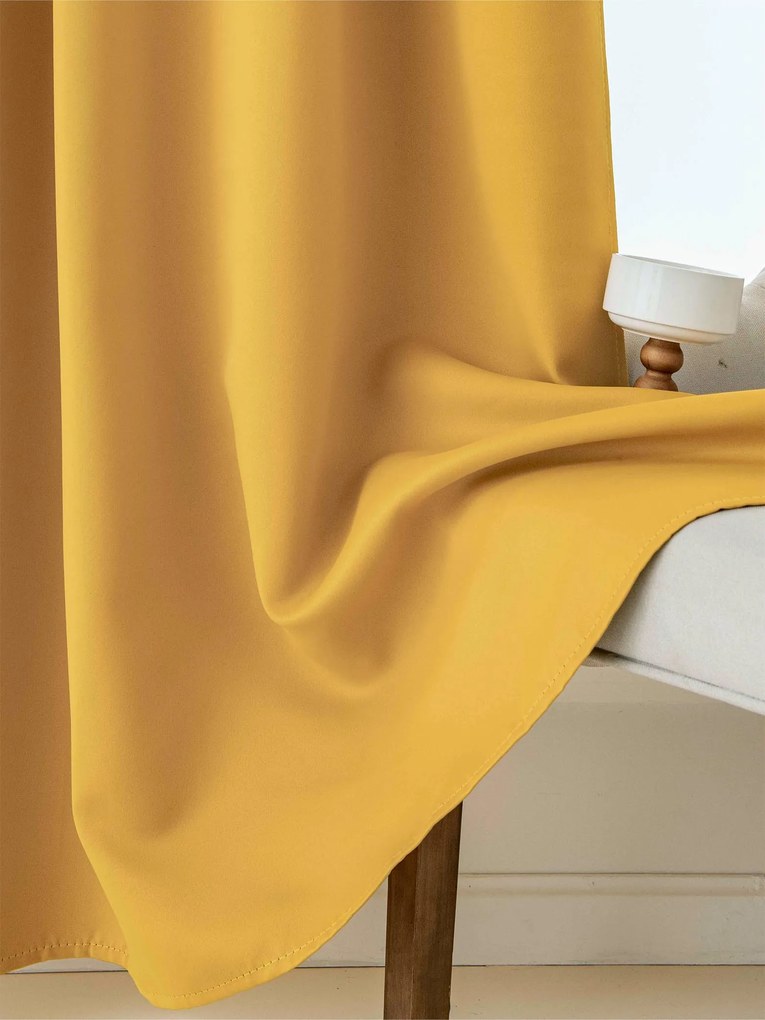 Blackout závesy Elias horčicová – 140 × 280 cm (2 ks) - riasiaca stuha