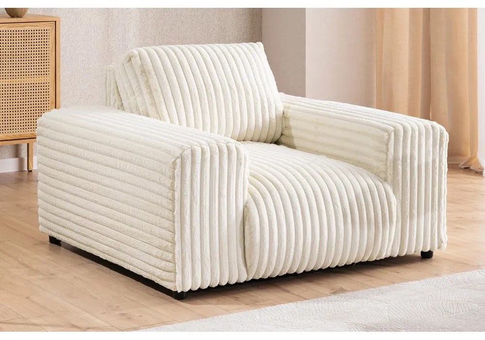 Krémové menčestrové kreslo Justin – Ropez