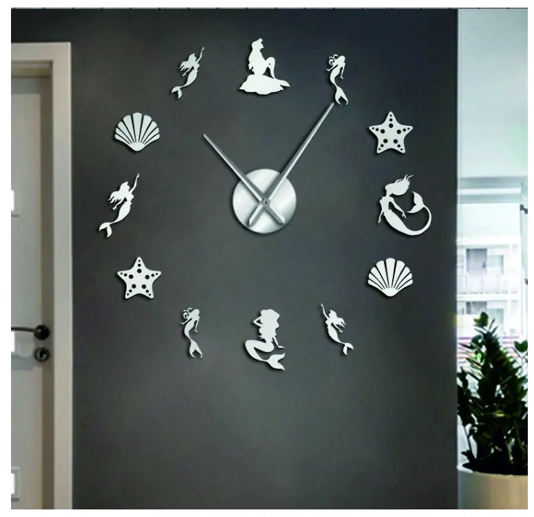 Zrkadlové nástenné hodiny fantázia morská panna l SENTOP 12S068