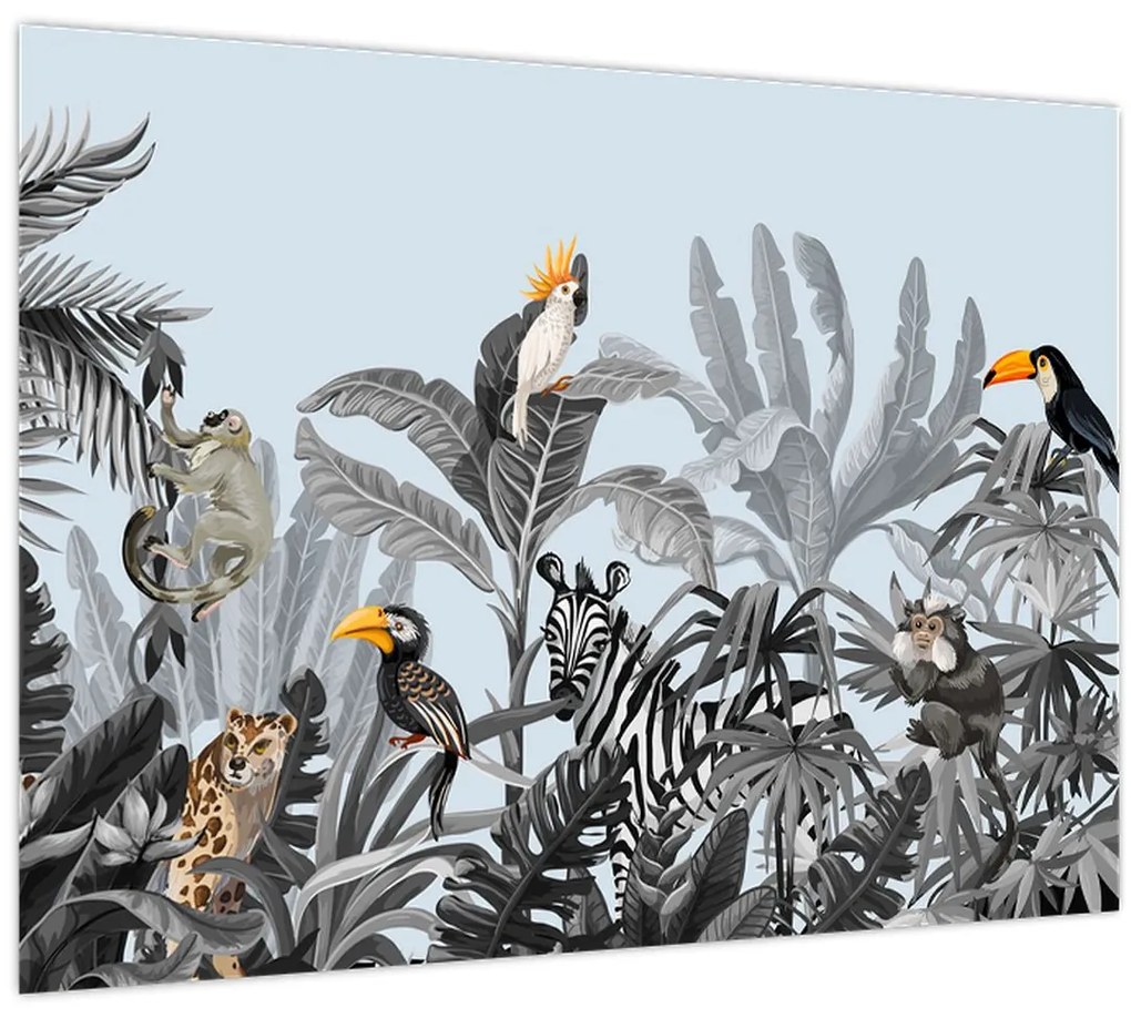 Obraz zvierat v tropickom lese (70x50 cm)