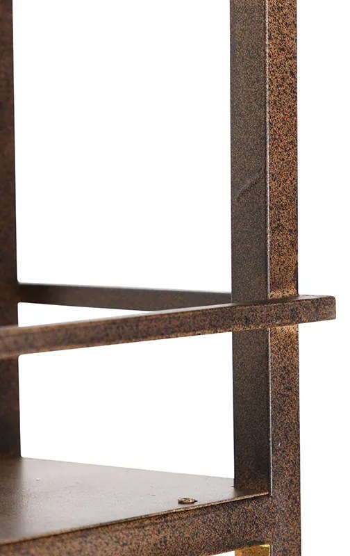 Priemyselné závesné svietidlo hrdzavohnedé s poličkou 4-svetlo - Cage Rack